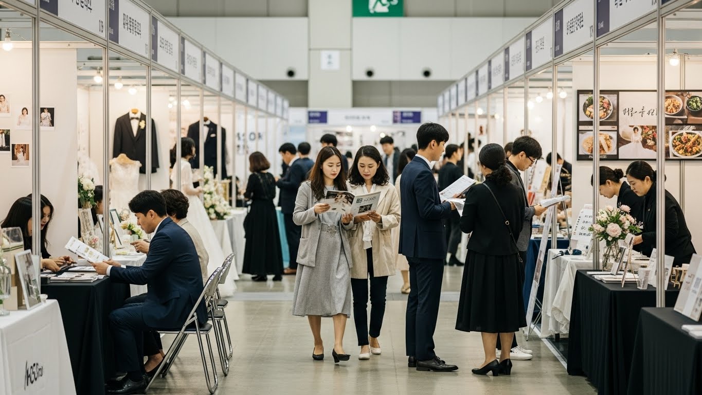 서울 세텍 웨딩홀박람회 관련 정보를 확인하는 예비부부